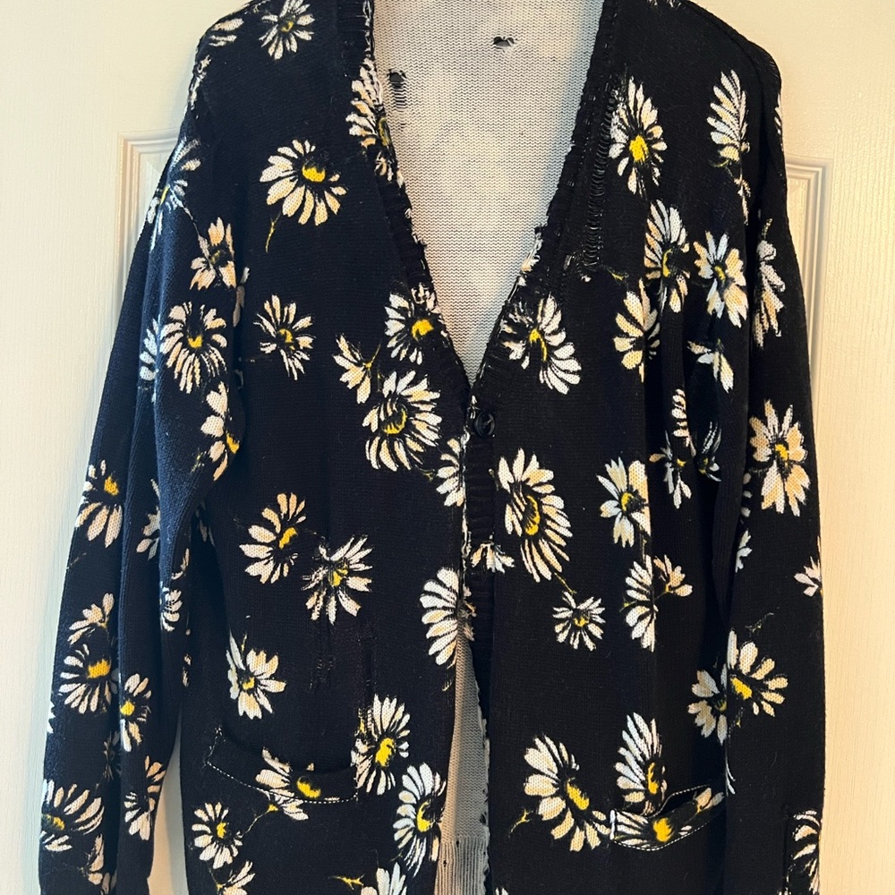 R13 Black Floral Cardigan